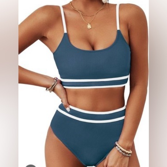 Sporty Ribbed Bikini Set - Picture 1 of 8